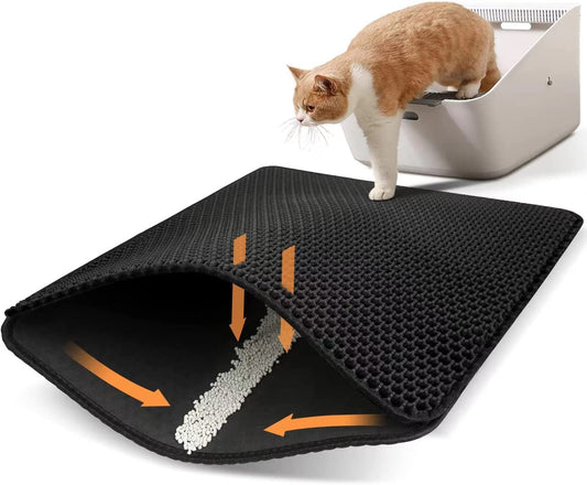 Conlun Cat Litter Mat Cat Litter Trapping Mat, Honeycomb Double Layer Design, Urine and Water Proof Material, Scatter Control, Less Waste，Easier to Clean,Washable