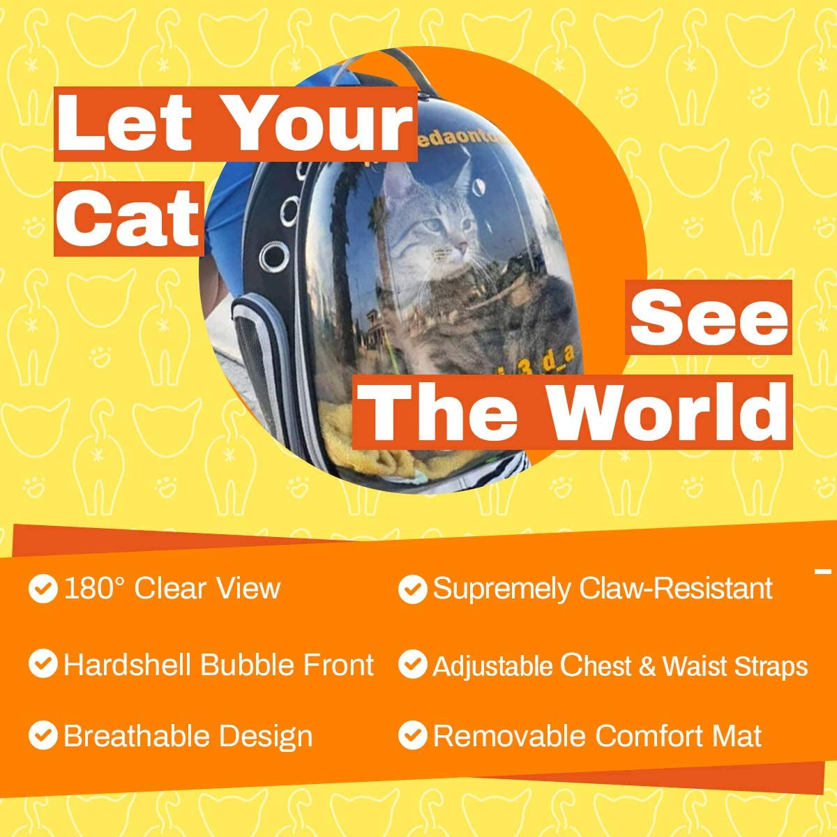 Carrier Bag - Premium Transparent Bubble Capsule Pet Carriers for Small Cats, Kitten, Carry - Green Voyager Airline Approved Backpacks for Travel, Hiking, Walking, Outdoor