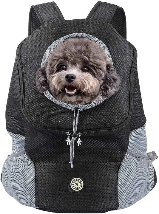 Dog Backpack, Puppy Backpack, Pet Carrier Backpack Small Dog Backpack Carrier Pet Travel Carrier Dog Front Carrier with Breathable Head Out Design and Padded Shoulder for Hiking Outdoor Travel(S)