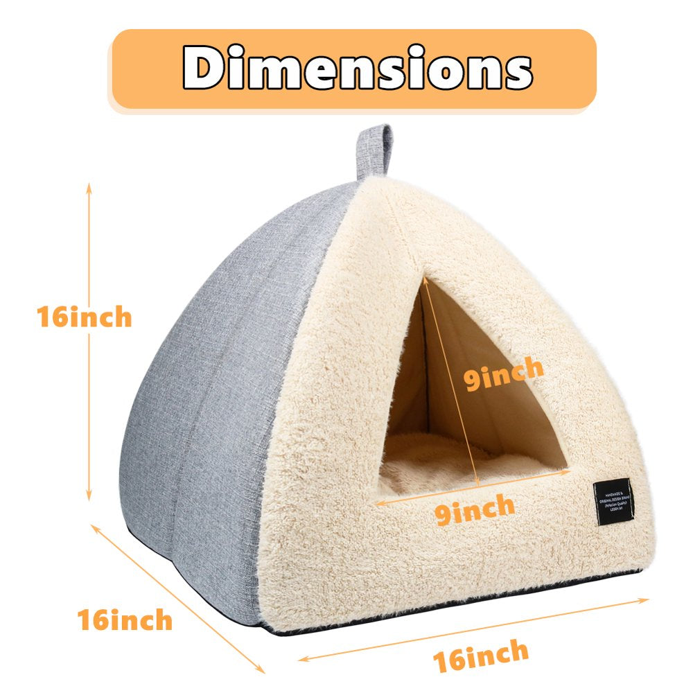 Cat Bed for Indoor Cats - Pet Cave Bed Cat Cave Bed Cat House Cat Tent with Removable Washable Cushioned Pillow, Soft and Self Warming Kitten Beds & Furniture, Pet Bed